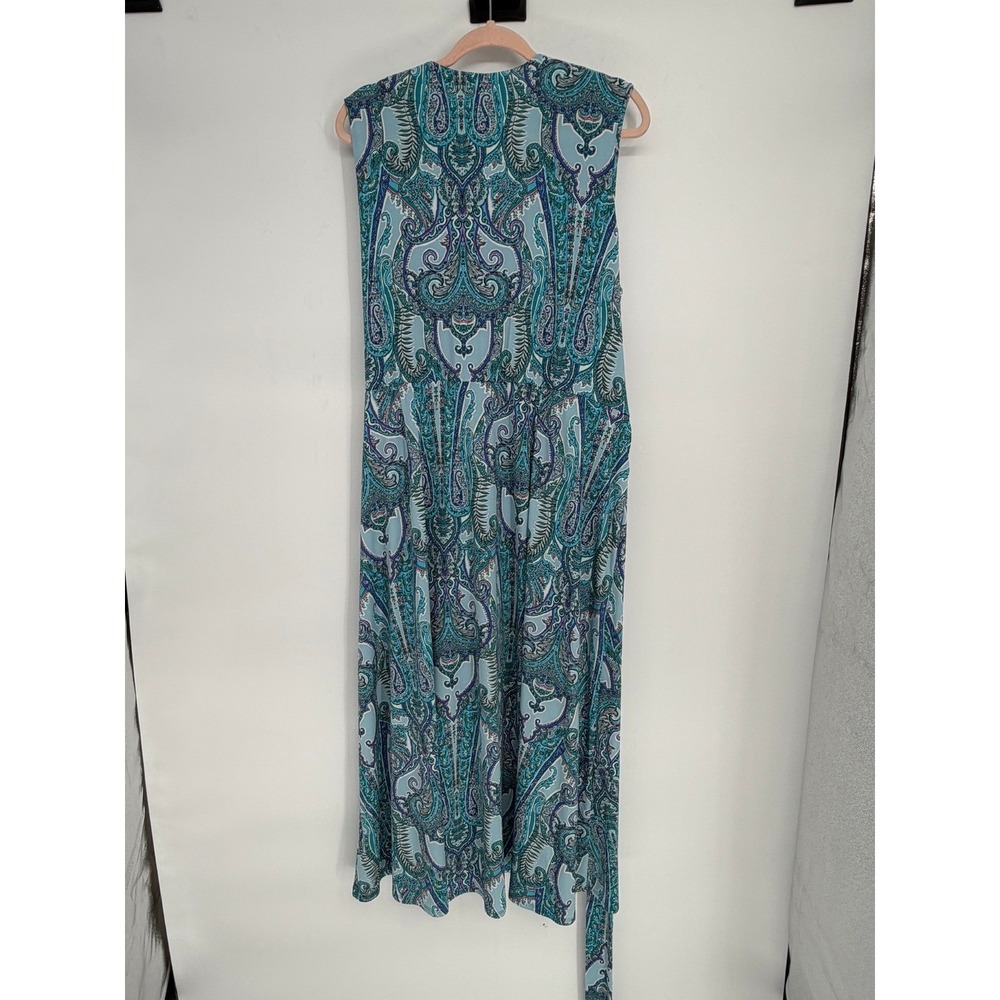 Belle by Kim Gravel Teal Paisley Sleeveless Wrap Maxi Dress XL QVC NWOT A351610‎ - Picture 3 of 10